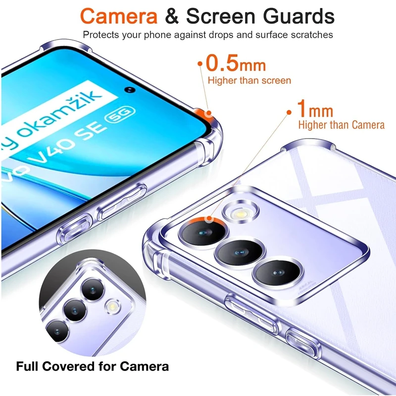 Custodia in TPU antiurto a quattro angoli per VIVO V40 SE V30 Lite 5G V30e V29 Pro V29 Custodia protettiva trasparente Capa Fundas Coque_voghion.com