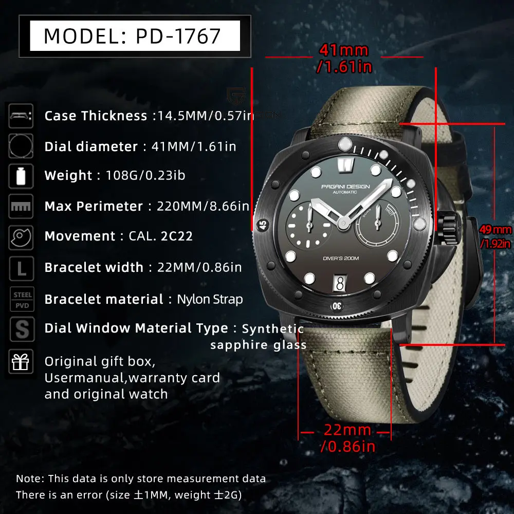 PAGANI DESIGN 2023 New Men's Automatic Mechanical Leisure Business Watch Stainless Steel Waterproof Sapphire watch for men watch