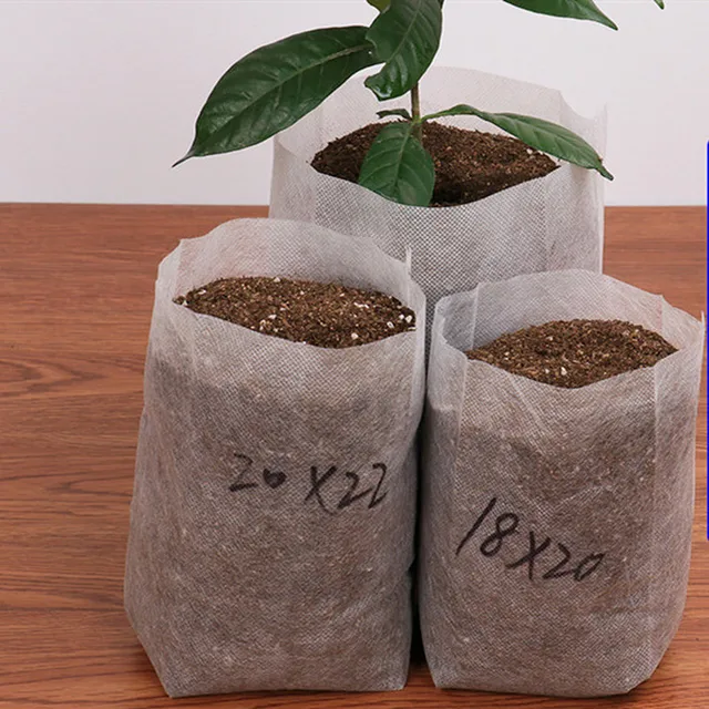 Új 100Db Palánták Növények Óvodai Zsákok Organic Biodreate Biode Degradable Grow Tags Szövet Környezetbarát Szellőztető Ültetési Táskák - Image 2
