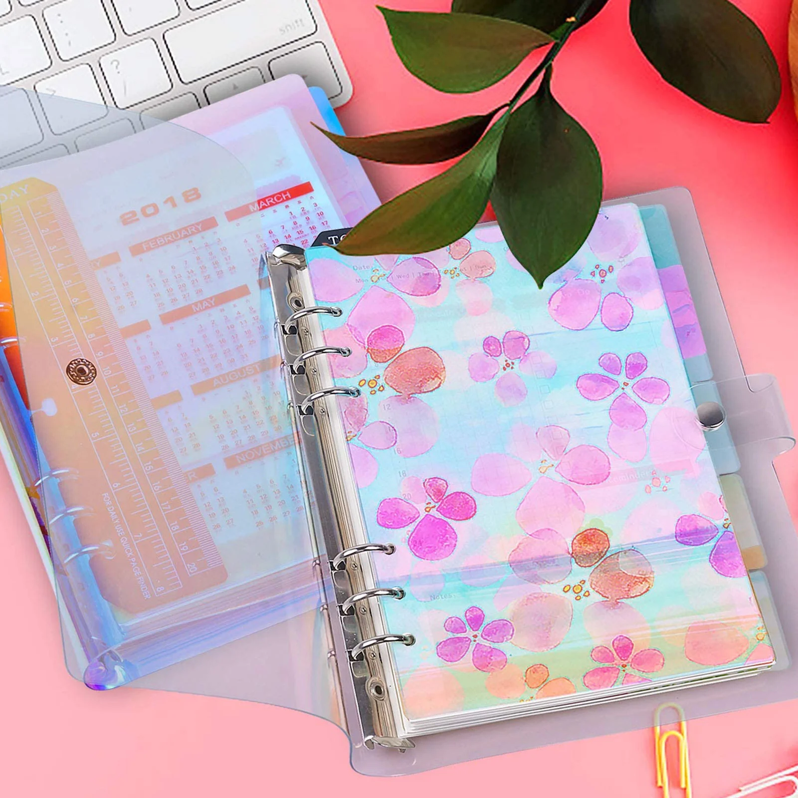 

2 Sets Binder Dividers Insertable Page 6 Rings Translucent Binder Cards for Notebook Travel Diary Journal Planner A5