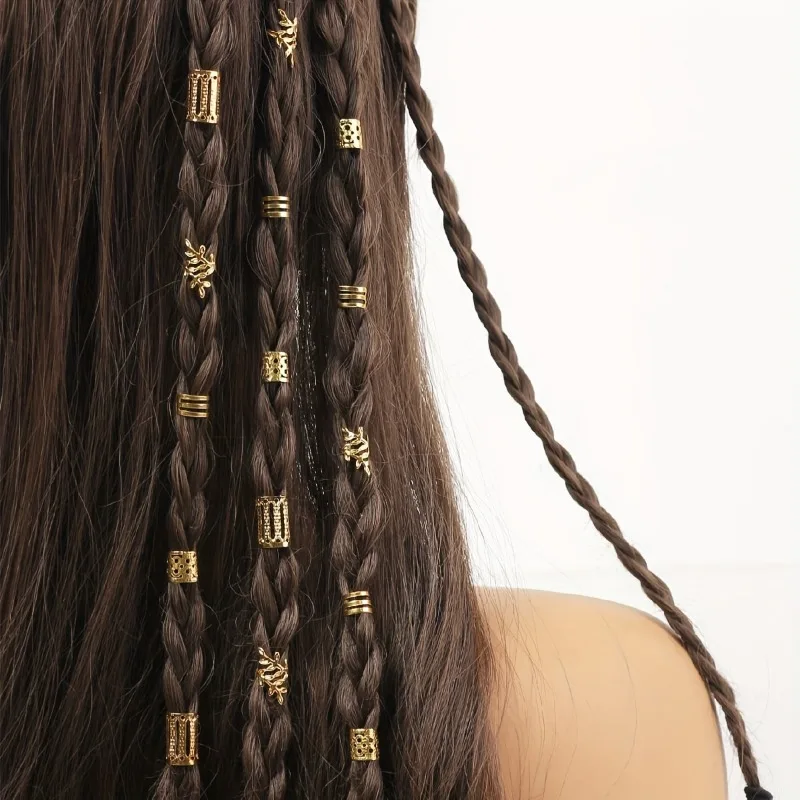 40pcs/set Mixed Hair Rings Set, Dreadlocks Beads Hair Braid Rings Clips Dread Locks Braiding Cuffs Decoration/Accessories
