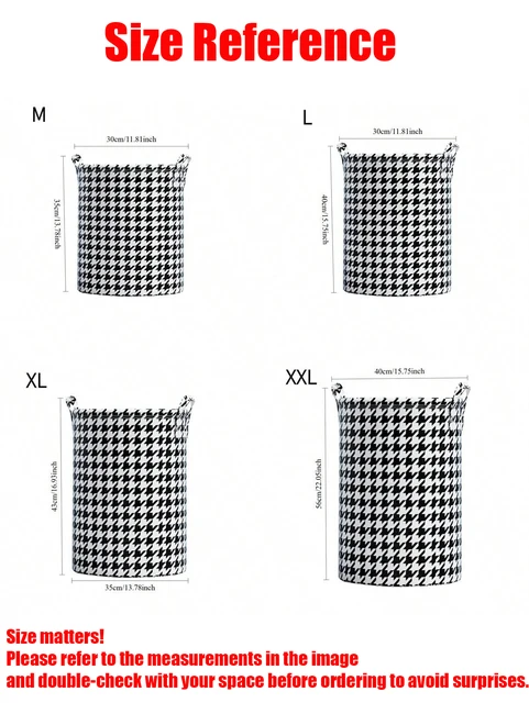 Laundry Basket with Handles,Houndstooth Blanket Storage Basket,Foldable Bedroom Hamper,Dirty Clothes Toys Hamper for Living Room 5