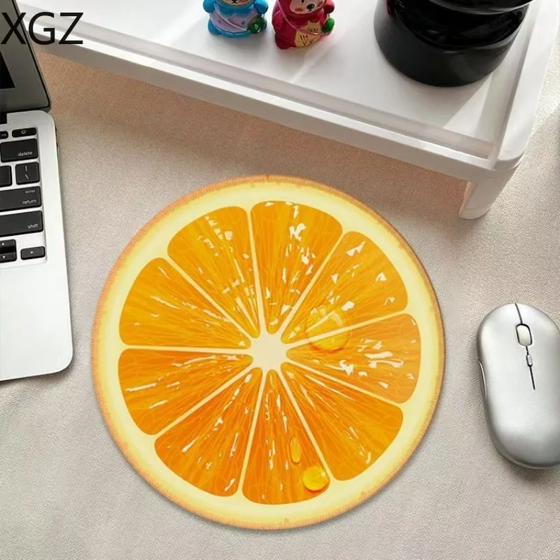 Small round fruit print mouse pad personality fruit pattern office computer desk mat game non-slip mousepad coaster accessories