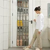 24/28 Grid Wall-mounted Sundries Shoe Organiser Fabric Closet Bag Storage Rack Mesh Pocket Clear Hanging Over The Door Cloth Box 2