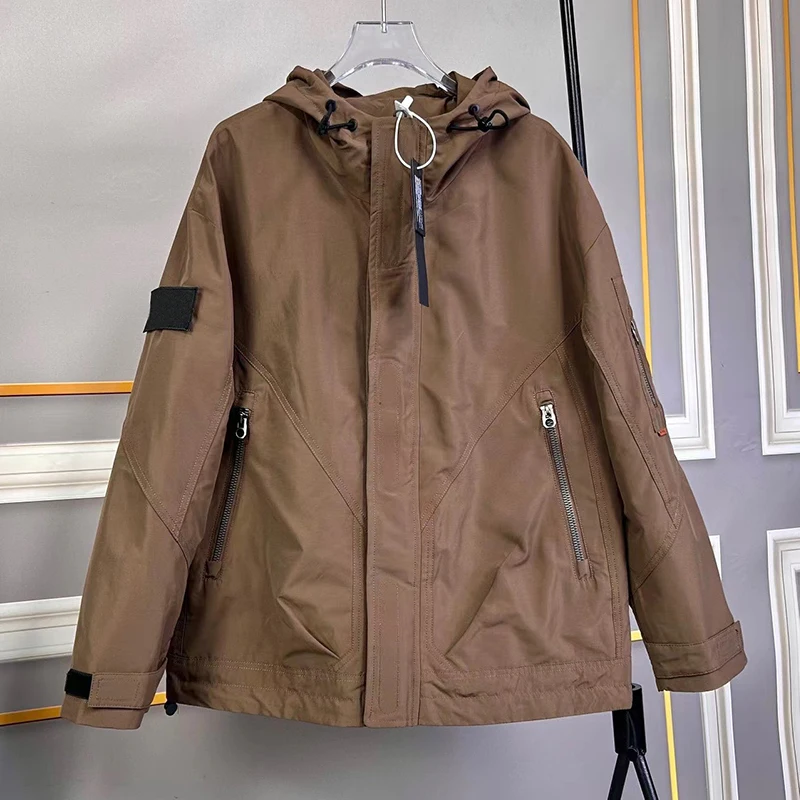 

Men's Hooded Jacket Zipper Loose Embroidered Spring Autumn Outdoor Streetwear Casual Vintage Coat Jaqueta Masculina MA762
