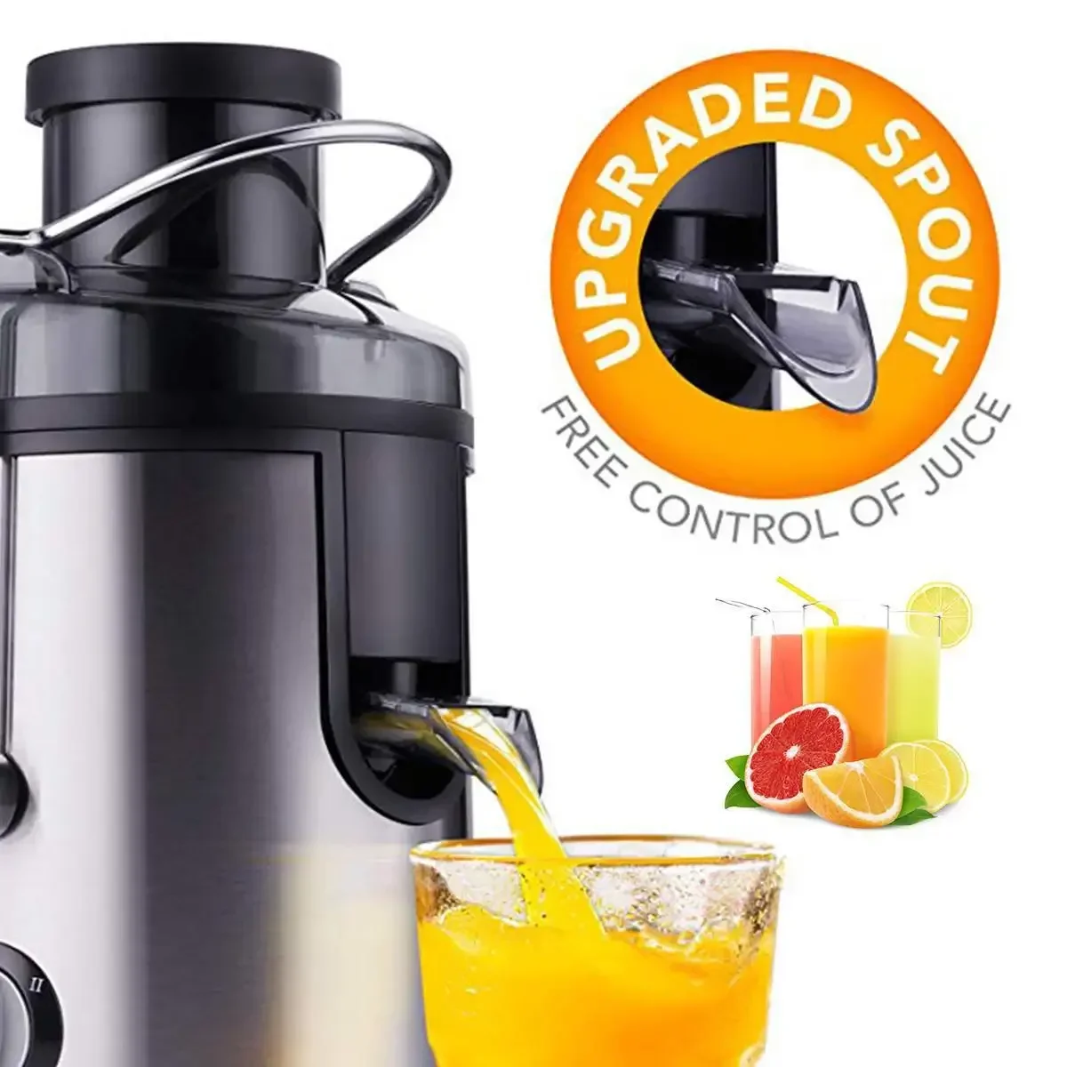 800W Juicer with 3-inch Big Mouth for Whole Fruits and Veg Juice Extractor with 2 Speeds Easy to Clean fruit juicer