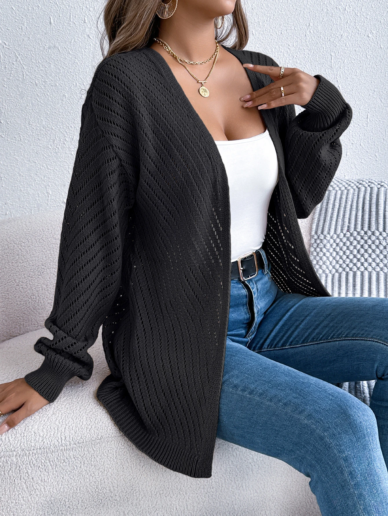 Women Knitted Cardigan Sweater Autumn Winter Casual