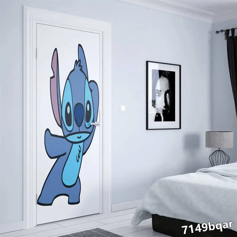 Stitch Cartoon Wall Stickers Children's Bedroom Wall Stickers Graffiti  Self-Adhesive PVC Glass Cabinet Stickers Home Decoration