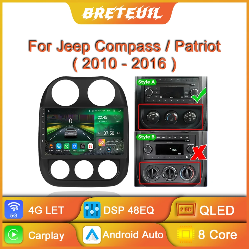 

Car Radio For Jeep Compass Patriot 2010-2016 Android Multimedia Video Player GPS Navigation Touch Screen Head Unit Audio Stereo