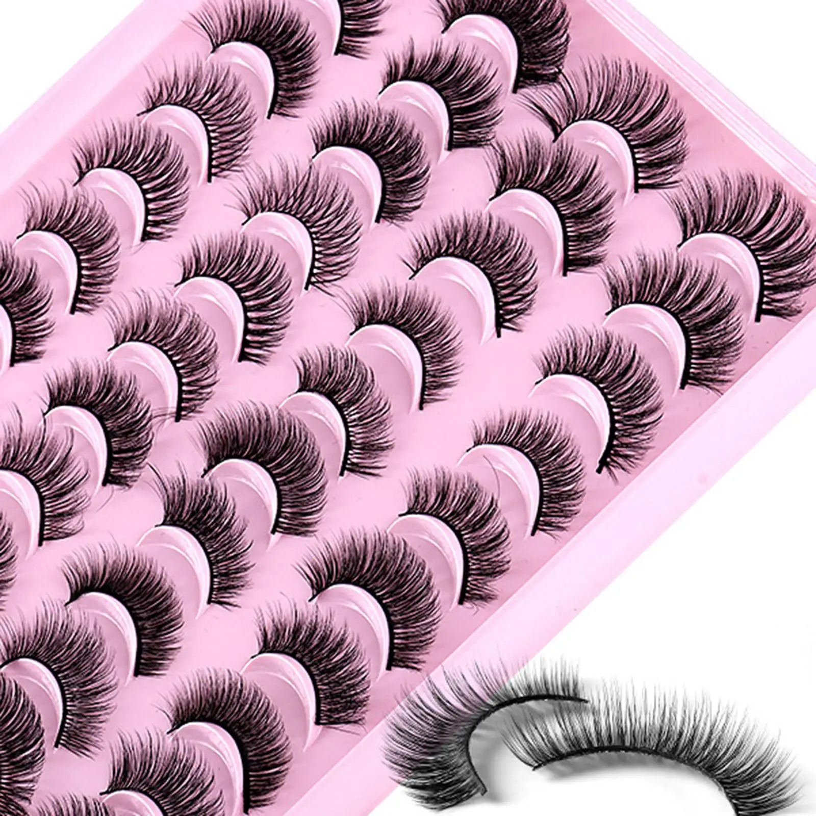 False Eyelashes Makeup Tools Wispy 5D Volume Handmade Faux Eyelashes Halloween Lashes for Party Valentines Woman Cosplay Stage