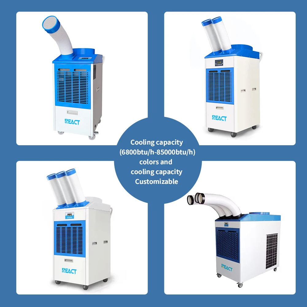 React Portable Air Conditioner Cooler 25000btu/H Commercial R32/R290 Standing Spot Cooler Air Condition for Tent