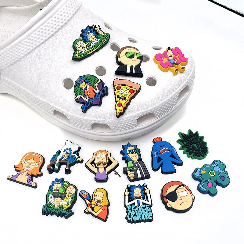 16pcs Croc 鿡   Ϳ   ŷ  PVC   ׼ Ƽ  