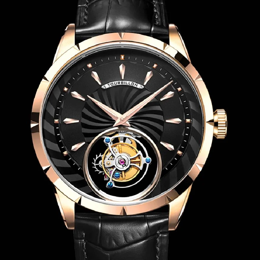 

AESOP Fashion Mens Sports Mechanical Watches Luxury Stainless Steel Tourbillon Wrist Watch Men Business Casual Clocks Thin Black