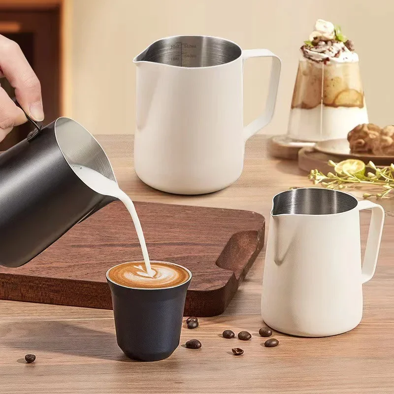 Coffee Milk Frothing Pitcher Jug Stainless Steel With Scale Espresso Steaming Pitchers Professional Milk Foam Jug Barista Craft milk frothing jug