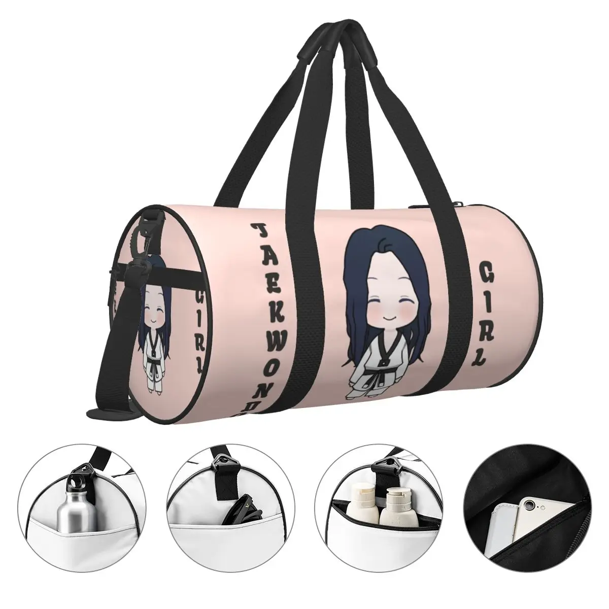 Kawaii Taekwondo Girl Sports Bags Martial Arts Training Gym Bag Large Novelty Handbags Couple Printed Weekend Fitness Bag 3