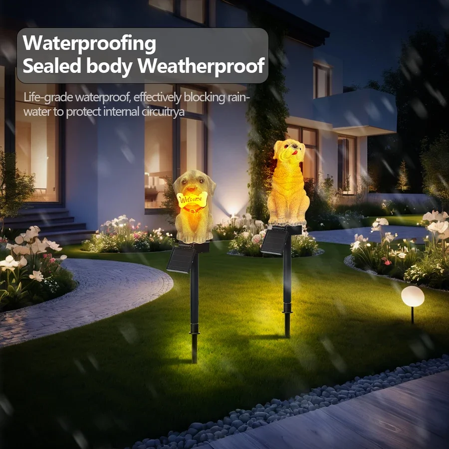 Outdoor Solar Lawn Lights Home Courtyard Garden Beautify Decoration Lamp Cute Cartoon Puppy Solar Energy Waterproof Lawn Lantern