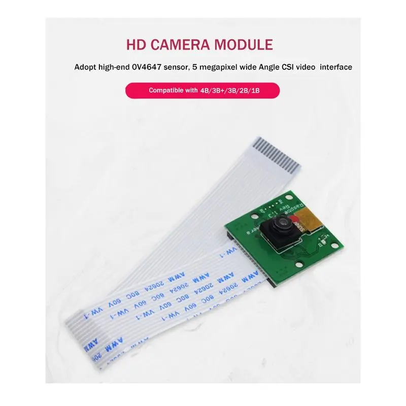 T69C 라즈베리 파이 2B/3B/4B 카메라 모듈용 HD 카메라 모듈 5Mp Ov4647 광각 카메라 모듈