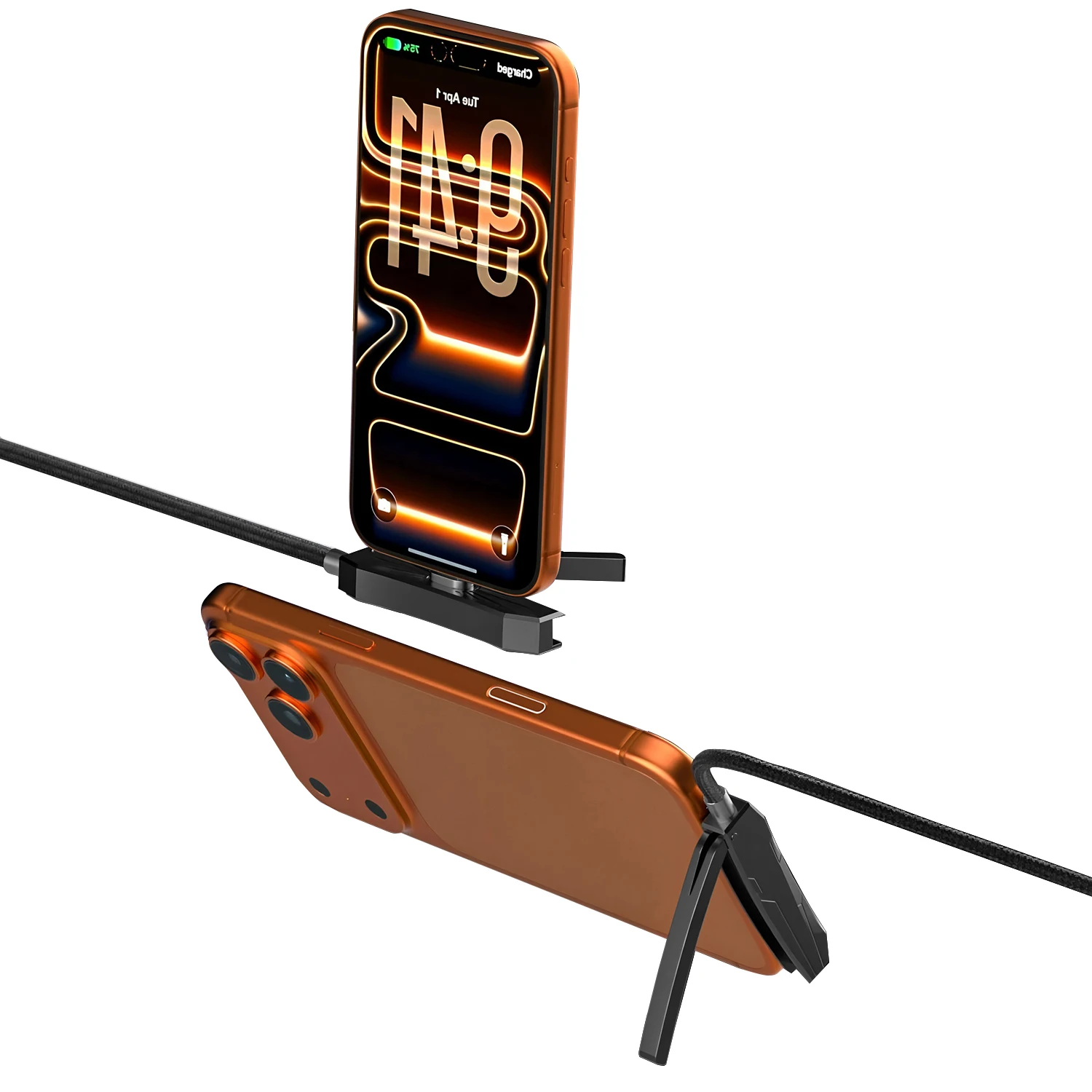 240W 접이식 스탠드 데이터 케이블 Type-C to Type-C 및 USB 인터페이스 다각도 휴대폰 거치대 데이터 케이블 범용 1.8M 케이블