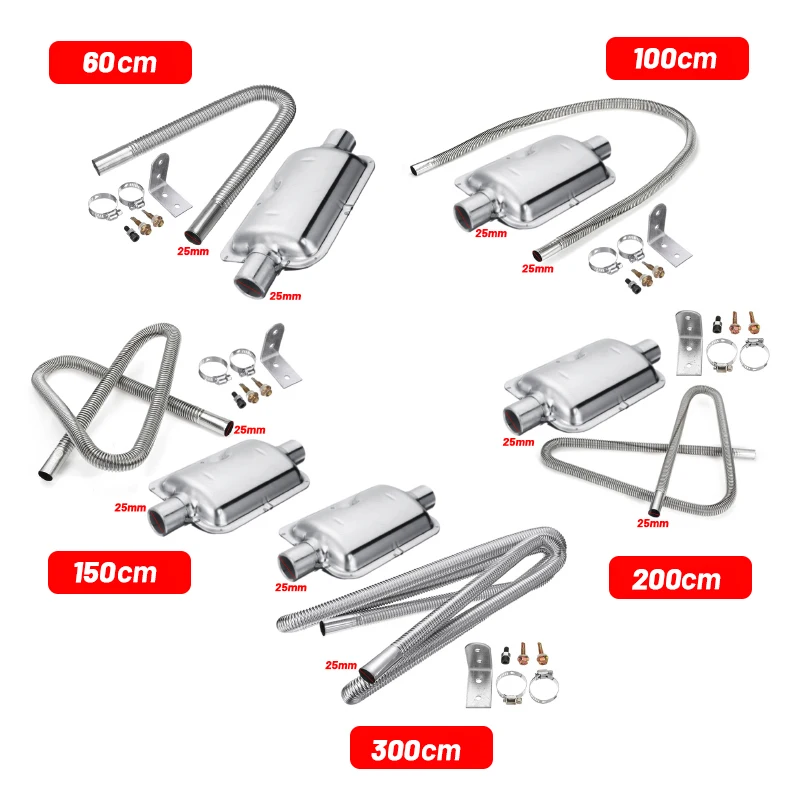 60/150/200cm Car Auto Air Parking Heater Exhaust Pipe Fuel Tank Exhaust  Pipe Hose Tube Stainless Steel Parking Air Diesel Heater - AliExpress