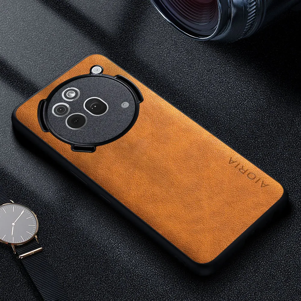 Premium Luxury Leather Phone Case - Retro Business Style Solid Color Cover