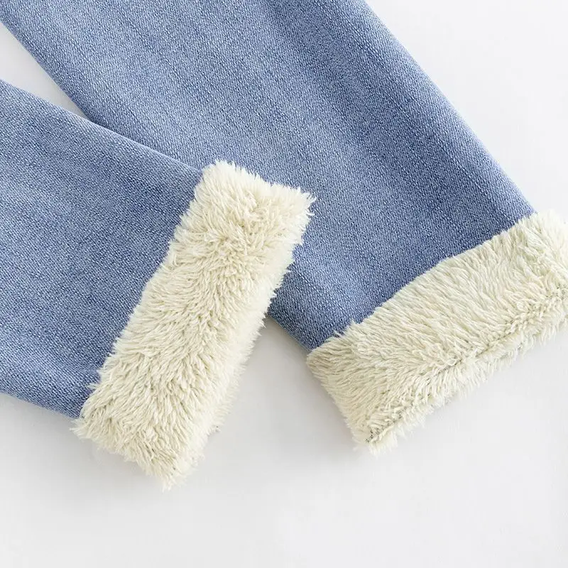 Waist Warm Jeans for Women Blue Female Winter Jeans Women Denim Pants Jean Female Ankle Length Warm Pants Women Jeans