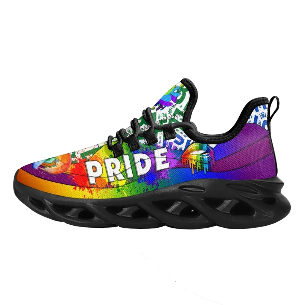 Colorful Pride LGBT Print Platform Shoes For Women Light Mesh Sneakers Female Rainbow Lips Pattern Running Shoes