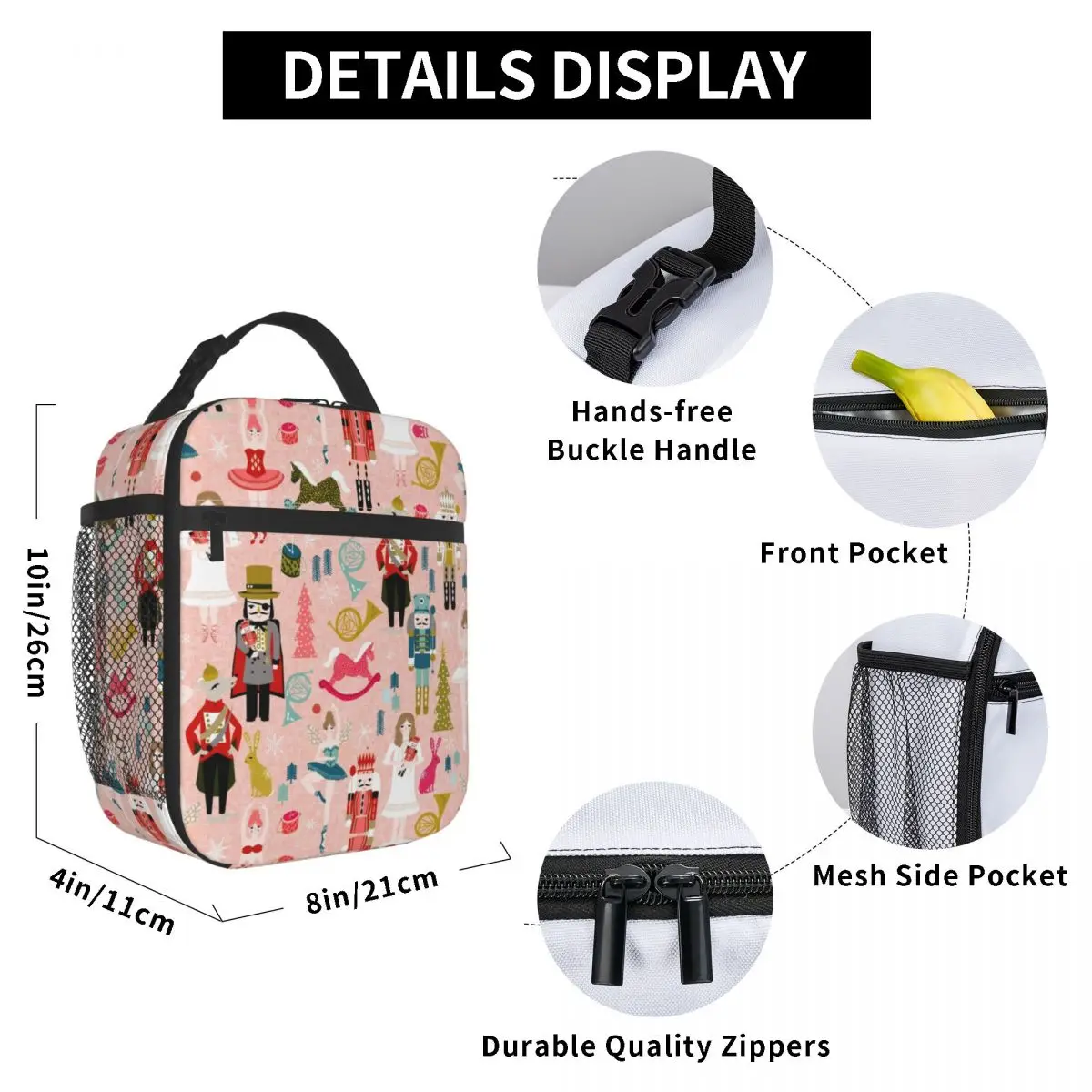 Nutcracker Ballet Dancer Thermal Insulated Lunch Bag Women Resuable Lunch Tote for Outdoor Camping Travel Multifunction Food Box