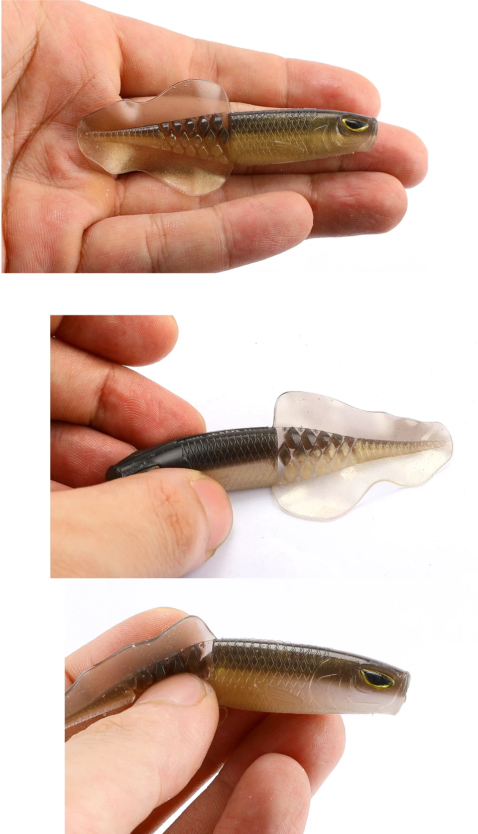 Supercontinent Vigour Perch Shad Weicher Swimbait Angelköder mit 3D-Augen 76mm/50mm Kunststoff-Bass-Angelköder – Detail 2