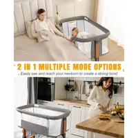 Baby Bassinet Bedside Bassinet, Baby Cradle with Machine-Washable Sheets, Four-Sided Breathable Mesh, 6 Height Adjustable 2
