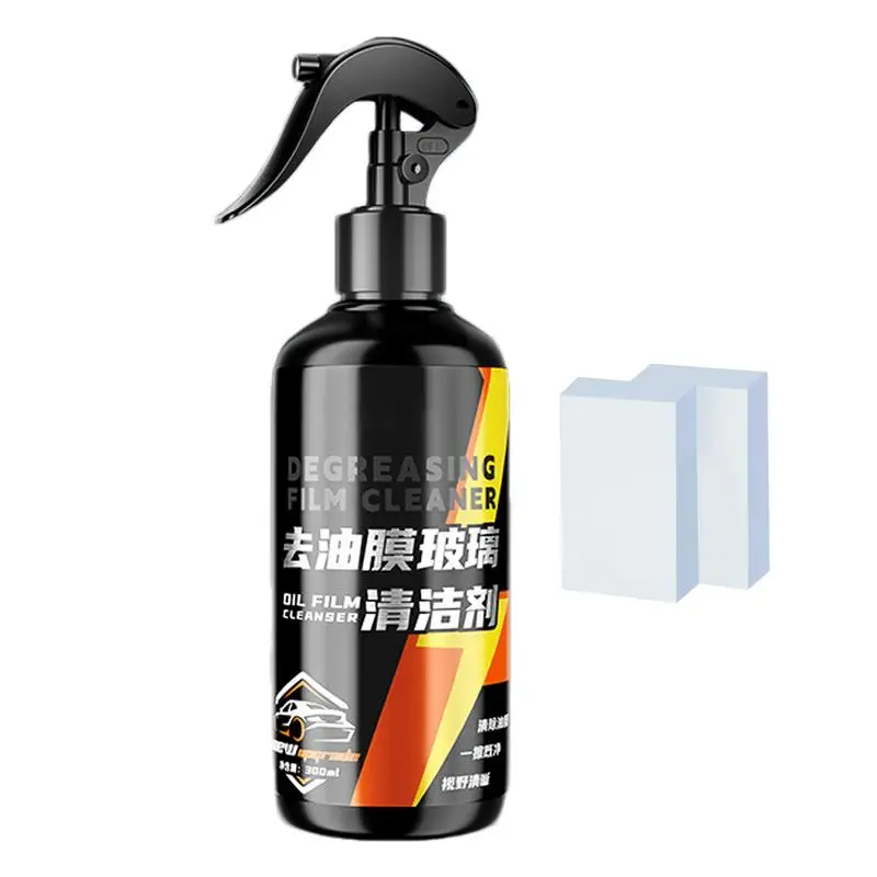 

Car Oil Film Cleaner 300ml Glass Film Removal Cleaner Nano Foam Deep Cleaning Cleaner Sponge Included Mild Cleaner For Cars RVs