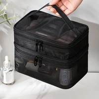 1/2/3 Layers Portable Mesh Travel Lightweight Cosmetic Storage Bags Large Capacity Toiletry Bag for Home Hotel Makeup Bag 2