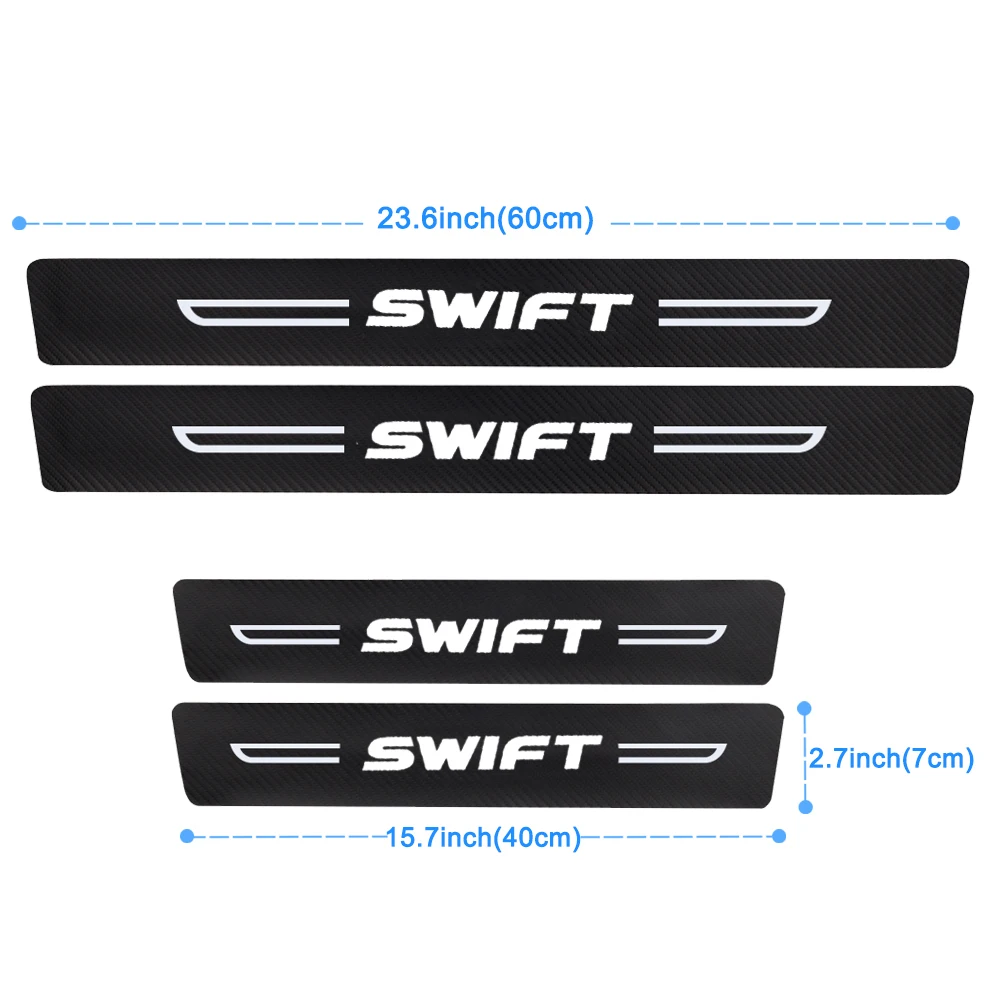 Protections De Seuil De Porte En Fibre De Carbone Pour Fiat Tipo - 4 Pièces Autocollantes Anti-rayures - Noir - 3