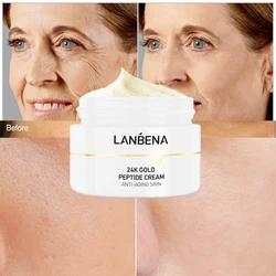 LANBENA Facial Cream 24k Gold Peptide Cream Anti Aging Skin Care Moisturize Minimize Fine Lines Lifting Firming Nourishing Face