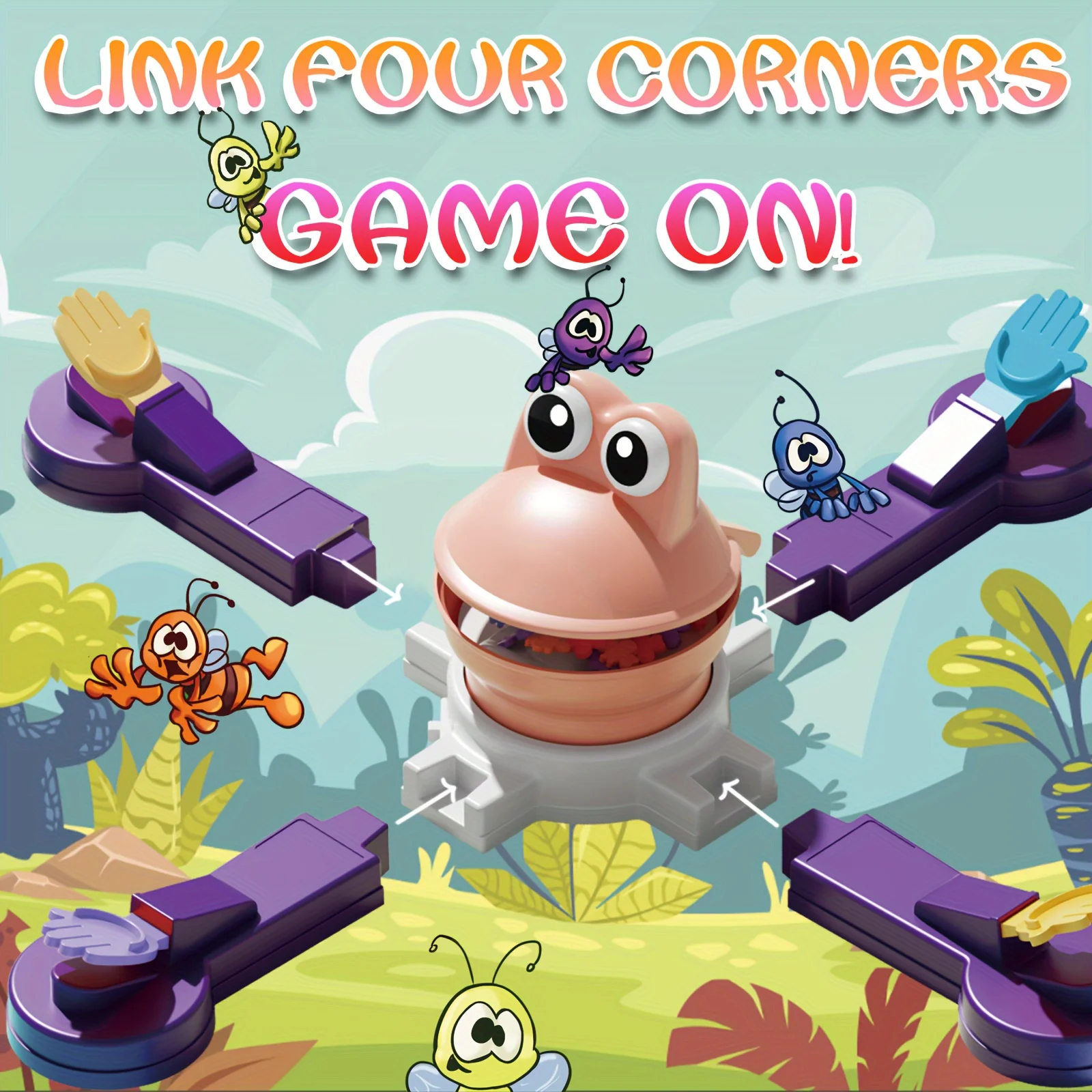New 1-4 Players Frog Feeding Crazy Checkerboard Game - Exciting And Competitive Family Game For Single Multiplayer Team Players 2