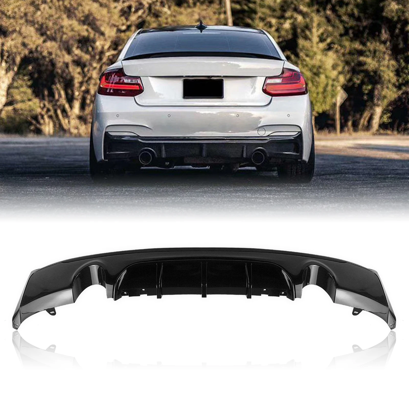 리어 범퍼 디퓨저 립 배기 하부 스포일러 플레어 스플리터 가드 플레이트, BMW 2 시리즈 2 쿠페 F22 F23 2014-2021 