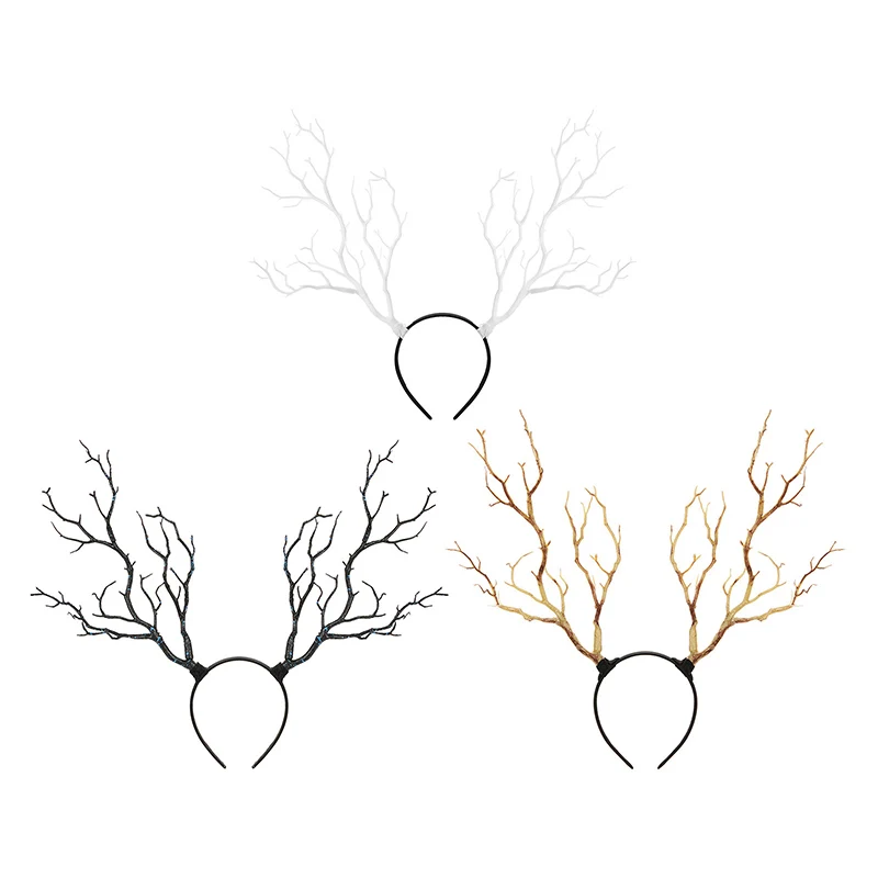 Long Antler Tree Branches Headband Props Horns Hair Accessory Christmas Party Cosplay Headpieces