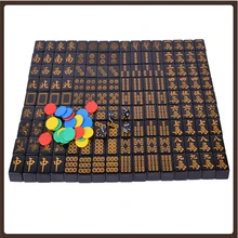 

Black Gold Mahjong Standard Set Full Size Large Cute 40mm High Quality Chinese Traditional Family Games Ajedrez Chess Decoration