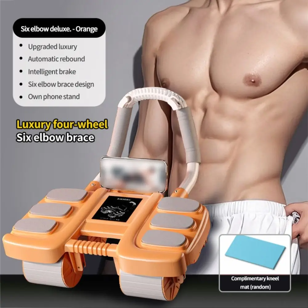 Home Gym Equipment Ab Roller Wheel - Elbow Support Automatic Rebound Abdominal Wheel With Knee Mat, Ab Roller With Elbow Support For Abdominal & Core Strength Training, Plank Exercise Wheels For Abs