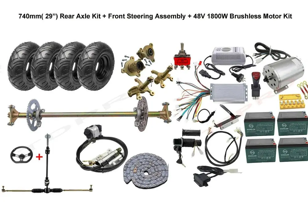 Tdpro Kit Completo Per Asse Posteriore Go Kart Da 29 "+ Kit Motore Elettrico 48V 1800W Atv Quad Trike