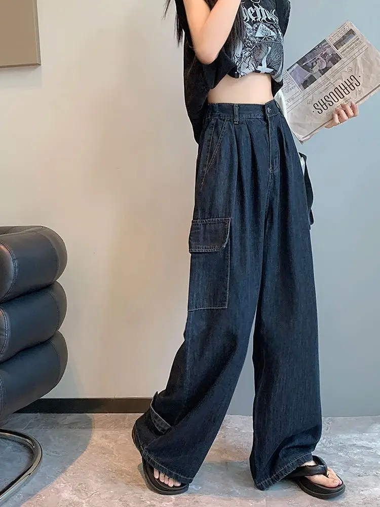 Casual Wide Leg Baggy Jeans Women's Palazzo Pants Korean Streetwear Y2k  Woman Clothes Urban High Waisted Trousers Jean Large