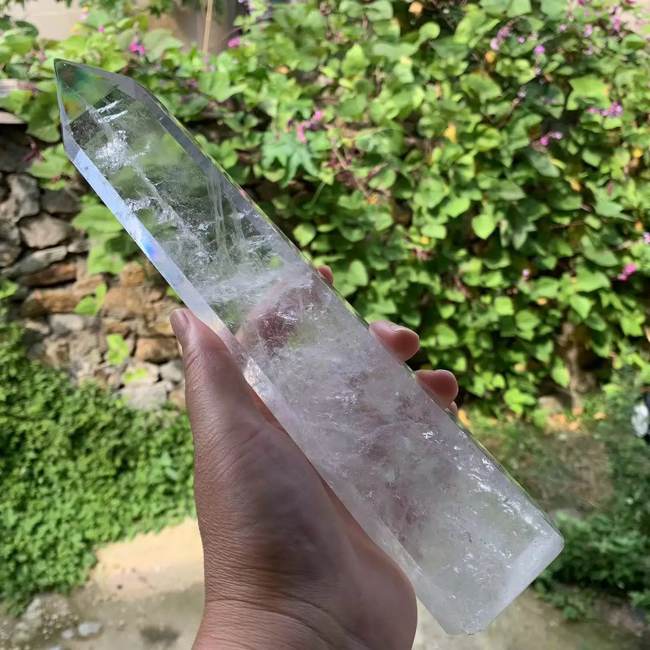 Natural Large Clear Quartz Crystal Points Reiki Tower Wand Healing Home Decoration 4