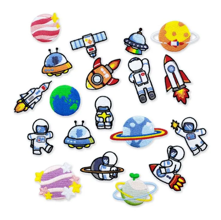 Both Stick Iron Sew On 10 Pcs Space Series Embroidered Patches Jeans Coat Tshirt Bag Shoe Hat Decor Repair Motif Accessory