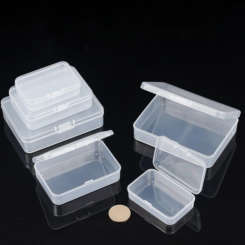 12pcs/set Mixed Size Rectangle Empty Plastic Box Clear Bead Storage Containers Jewelry Packaging Display Organizer Case 12pcs set rectangle clear plastic bead storage containers small round box jars make up organizer boxes jewelry accessory