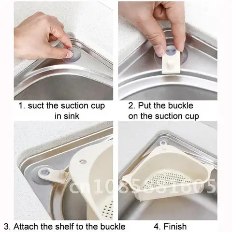 

Kitchen Organizer Suction Cup Corner Storage Basket Sink Drainer Soap Sponge Strainer Rack Basedidea