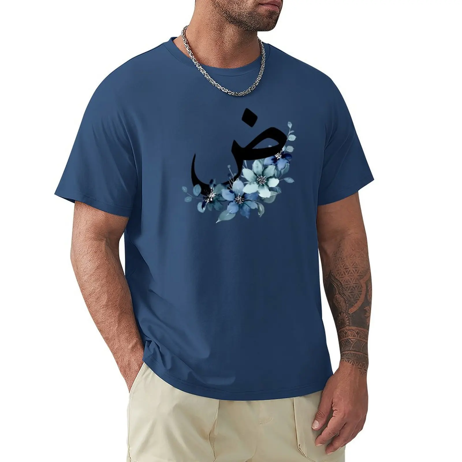 

Cerulean Floral Arabic Letter T-Shirt new edition Short sleeve tee mens graphic t-shirts pack