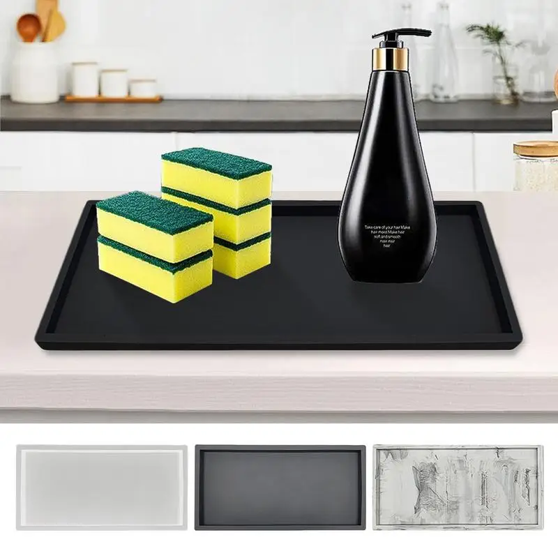 

Silicone Vanity Tray Universal Waterproof Bathroom Tray Multipurpose Home Kitchen Bathroom Tools Perfume Soap Organizer Tray