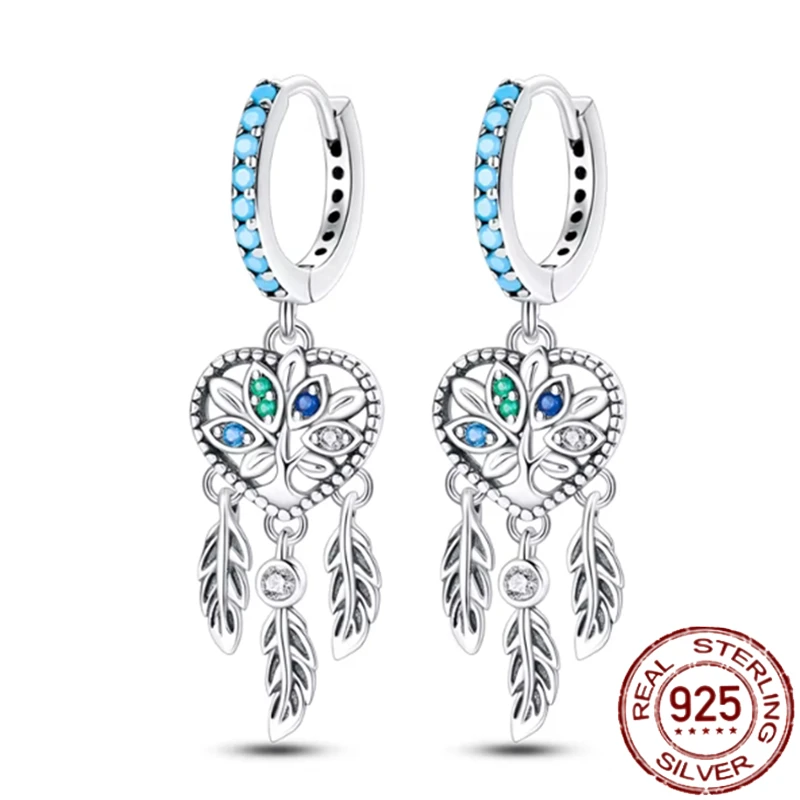 Heiße Ohrringe für Frauen, 925er Sterlingsilber, Original-Charms, Doppel-Creolen, Pave-CZ, feiner Verlobungstag, Schmuck, Geschenk – Detail 12