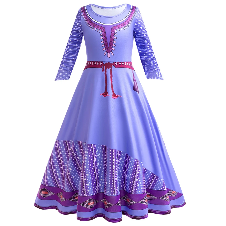 Princess Movie Wish Asha Cosplay Dress Kids Girl Fancy Costume Carnival Party Birthday Ball Gown Boy King Cloak Outfit Halloween