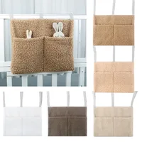 New Thick Plush Baby Crib Hanging Storage Bag Portable Double Pockets Newborn Cot Toy Organizer Bag Bed Headboard Storage Pouch 1