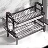 Dish Drying Rack 3-Tier Compact Kitchen Dish Rack Drainboard Set Large Rust-Proof Dish Drainer Holder Kitchen Racks 2